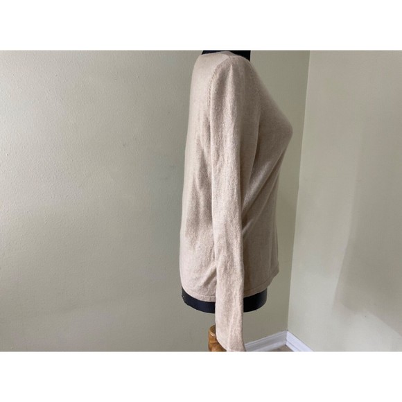 100% Cashmere Light Oatmeal Soft V Neck Knit Sweater S/M 6-8 Long sleeve - Picture 5 of 11